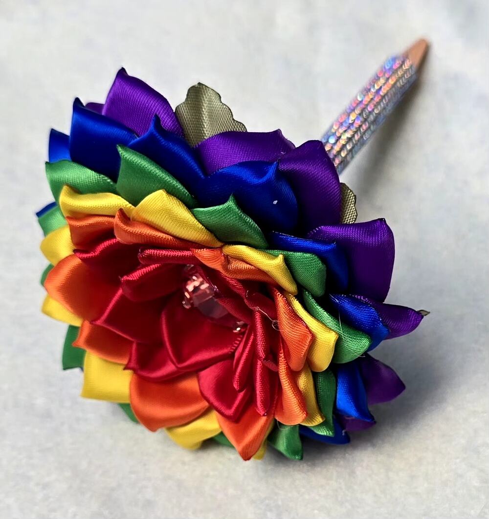 Rainbow Pride Flower Pen•LGBTQ Ally Gift • Rhinestone Rose Pen for Desk & Office